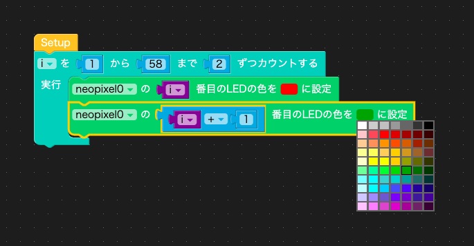 赤と緑のLEDを点ける